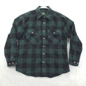 Stillwater Supply Co Flannel Shirt Mens M Black Green Plaid Pockets Button-Up